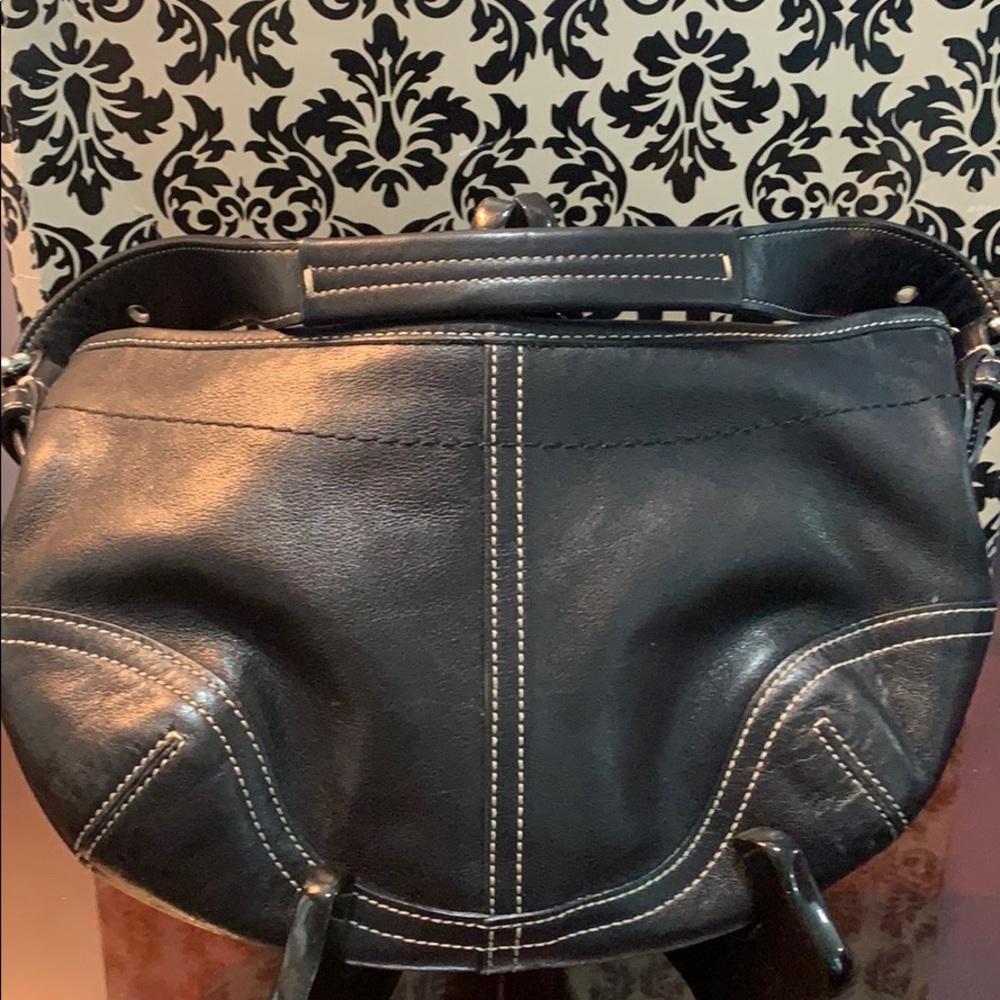 Coach Small Lmtd Ed Black Leather Baguette